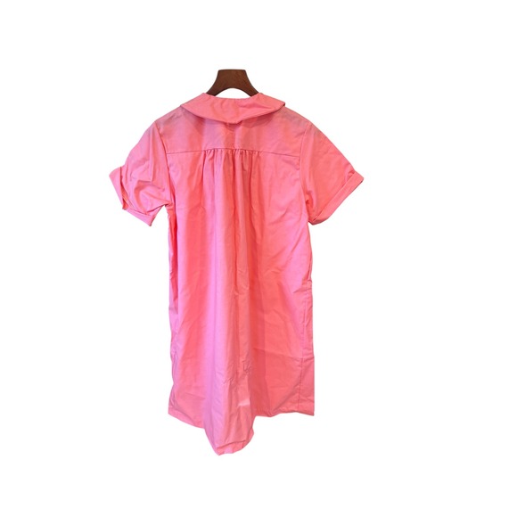Vtg 60s Sears Koffee Kasual Pink Cotton Duster House Dress Peter Pan Collar M - Picture 2 of 4